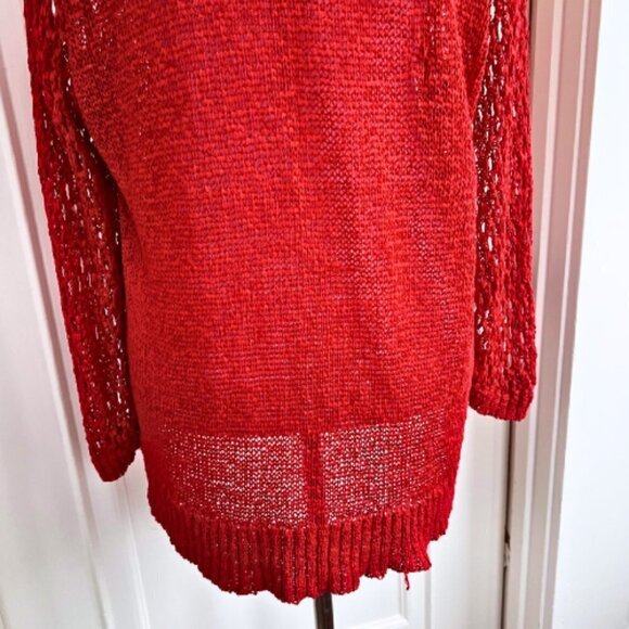 CHRISTIAN SIRIANO RUNWAY Open Knit High Low Red Sweater Size XL - Picture 9 of 15